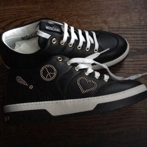 Love Moschino black leather studded sneakers 9/8.5